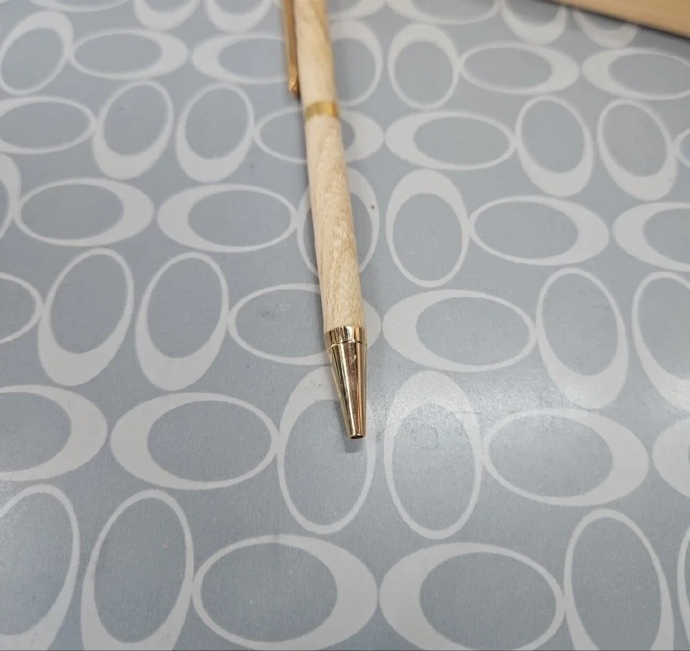 Solid Maple Ballpoint Pen with Maple Decorative Case - Light Wood & Gold Accents